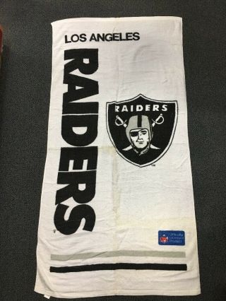 Vtg 80s 90s La Los Angeles Raiders 100 Beach Towel 29”x 56” Nfl Olp Nwa Oakland