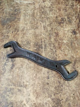 Antique Cast Iron W & M Plow Farm Tractor Implement Wrench No 477 Unusual
