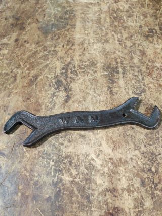 Antique Cast Iron W & M Plow Farm Tractor Implement Wrench No 477 Unusual 2