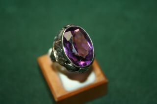 Ladies Vintage Amethyst And Sterling Ring Fancy Size 5.  5
