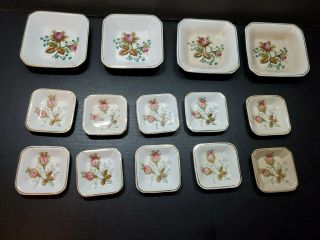 14 Pc Antique Alfred Meakin Royal Ironstone China Moss Rose Bread & Butter Pats
