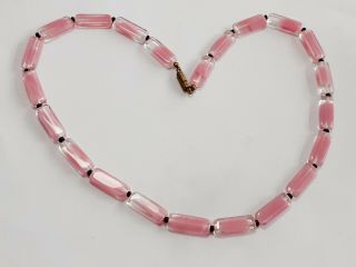 Lovely Vintage Pink Glass Bead 20 Inch Long Necklace