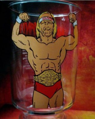 Vintage Wwf Hulk Hogan Hulkamania Wrestling Wrestler Drinking Glass Titan Sports