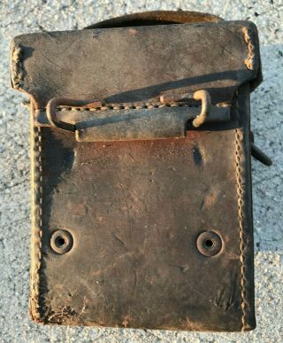 Vintage WWII M14 60mm Mortar Brown Leather Ammo Carrying Case D29377 US Military 2