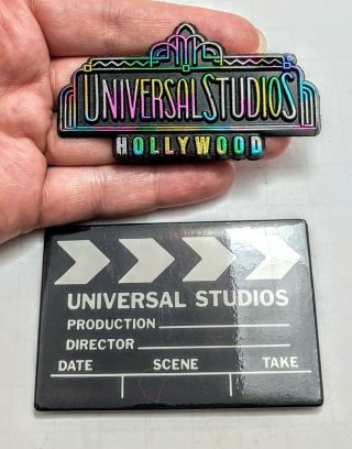 Set 2 Vintage Fridge Magnets Universal Studios Hollywood,  Rainbow Logo,  Clapper