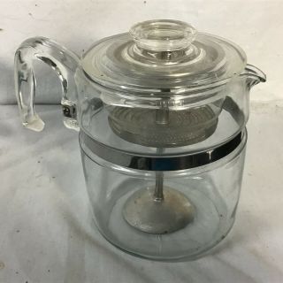 Pyrex 7759 Flameware 9 Cup Glass Coffee Pot Percolator - Vintage Exc.