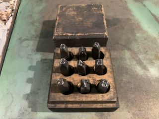 Antique H.  Boker 1/2 Inch Steel Number Stamps Punch Set Numbered Machinist Tool