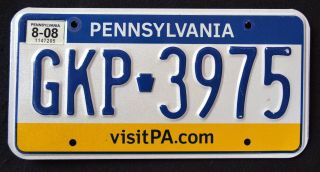 Pennsylvania " Visit Pa - Map - Gkp 3975 " 2008 Pa Graphic License Plate