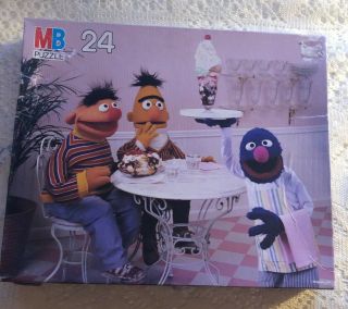 Vintage 1980’s Sesame Street Puzzle Ice Cream Shop,  Ernie,  Burt,  Groover 24 Piec