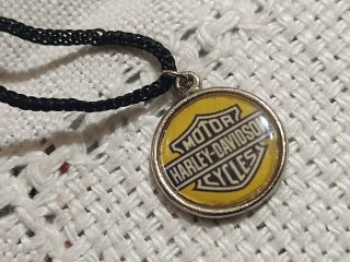 Motorcycle Harley Davidson Pendant Necklace Annual On Cord