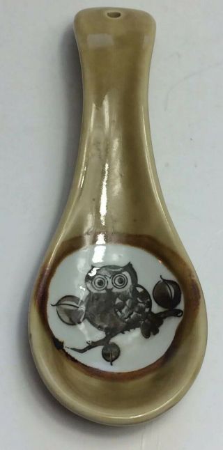 Vintage Mcm Retro Owl Ceramic Spoon Rest Or Wall Hanging 1970s Decor