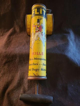 Vintage Antique Yellow Flit Fly Sprayer Insecticide Sprayer Tin Canister