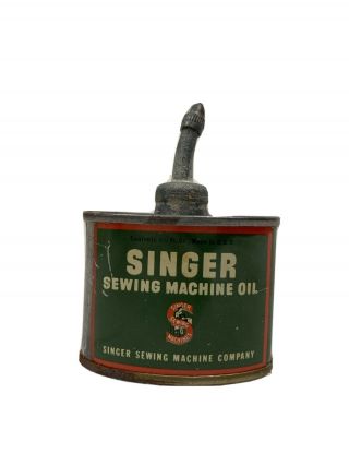 Vintage Oil Can Lead Top Singer Sewing Machine Oil Sample 1 1/2 Oz Can