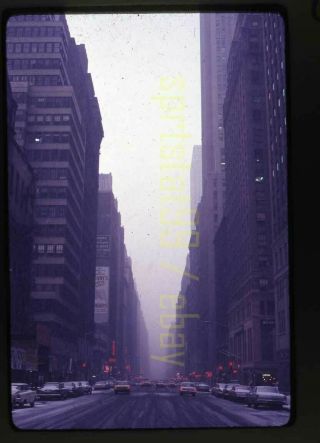1966 York City - Snowy Street Scene - Vintage 35mm Slide