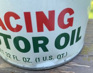 RARE 1950 ' s Vintage QUAKER STATE RACING MOTOR OIL Old 1 quart Tin Can FULL 2
