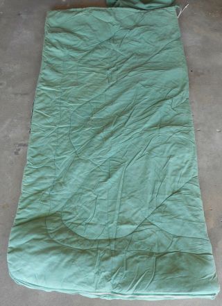 Coleman Army Green Vintage Flannel Sleeping Bag,  Carrying Sleeve Deer Scene Box