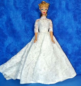 Vintage Barbie Premier Clone Cream Ivory Lace Wedding Gown Dress Euc