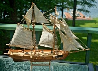 Vintage Wooden Sail Boat Sailing Ship Model Boat " Liberty " 18 - 1/4 "