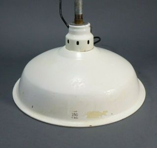 14 " Vintage White Porcelain Enamel Light Fixture Barn Industrial Shade Rewired