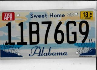 Alabama Passenger 2013 License Plate " 11b76g9 " Calhoun