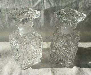 Vintage Set Of 2 Matching Dresser Vanity Perfume Bottles W Ground Glass Stopper