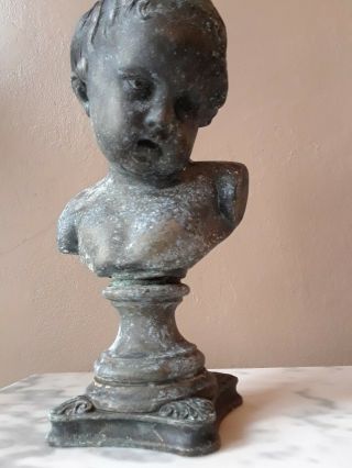 Antique Classical ? Bronze ? Bust Of A Child As Found 10 1/8 "