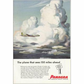 1955 Panagra,  Pan American Grace Airways: See 150 Mile Vintage Print Ad