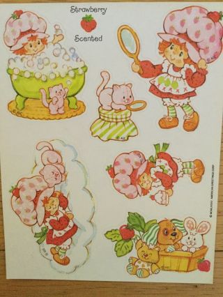Vintage 1984 Strawberry Shortcake Scratch N Sniff Sticker Sheet
