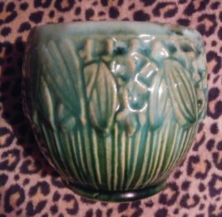 Antique Brush Mccoy Art Pottery Majolica 4 1/2 " Jardiniere Planter Vase