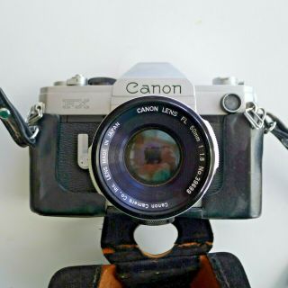 Vintage Canon Fx,  35mm Slr Film Camera With Case And Carry Strap