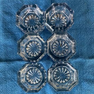 Set Of 6 Vintage Clear Pressed Glass Octagonal Open Salt Cellars Small 1 3/4 "