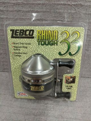 Vintage Zebco 33 Rhino Spincast Fishing Reel,  Made In Usa In Package