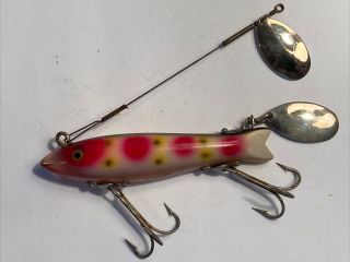 Vintage Heddon Dowagiac Spook Fishing Lure Strawberry Gold Eye