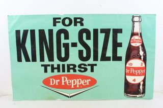 Vintage Dr Pepper King Size Paper Advertising Sign Soda Pop Bottle