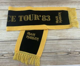 Vintage Iron Maiden World Piece Tour 83’ Concert Scarf Yellow Black