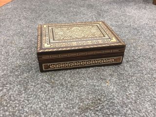 Pretty Vintage Ornate Inlaid Wooden Trinket Box