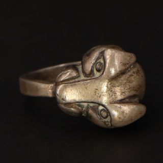 Vtg Sterling Silver - Mexico Taxco Panther Head Solid Wrap Ring Size 10 - 15.  5g
