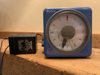Vintage Sony Icf - A10w Clock Radio Alarm Blue Melody Beatles Here Comes The Sun