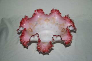 Antique Czech Bohemian Art Glass Pink Victorian Bride 