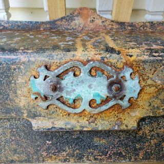 Vintage Cast Iron Mailbox,  Horizontal Wall Mount,  Antique Rusty Letter Mail Box 3