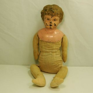 Antique Minerva Tin Head Doll Size: 7 Made In Germany 18 " Long