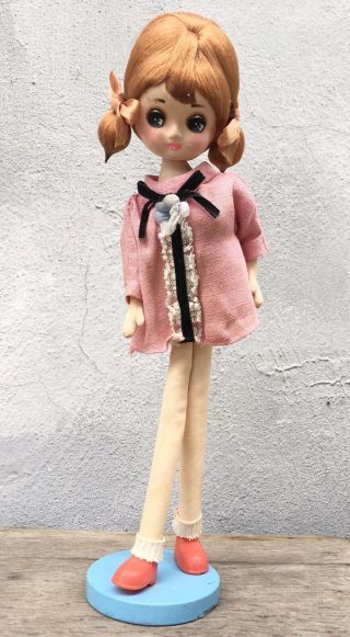 Vintage 15” Dakin Dream Dolls Mod Big Eye Stockinette Pose Made Japan Pink Dress
