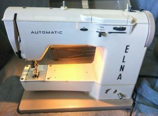Vintage 1960s Elna Automatic Sewing Machine With Case Collectable Complete