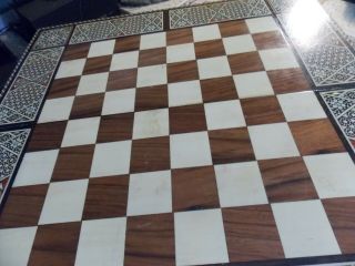Vintage CHESS & BACKGAMMON BOARD HAND CRAFTED WOOD W/ INLAYS 19 5/8 