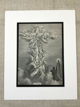 Jesus Christ On The Cross Angels Wings Paradise Lost John Milton Antique Print