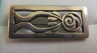 Vintage Sterling Silver 925 Rennie Mackintosh Style Brooch Art Nouveau Abstract