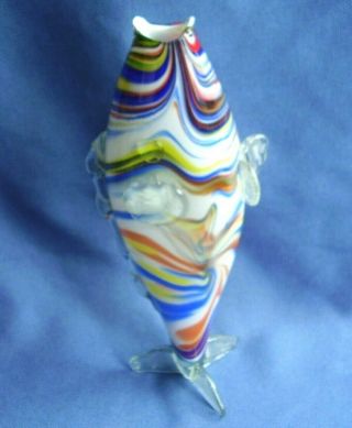 Vintage Murano - Art Glass Fish Vase - 33 Cm High - Upright Or Prone - Vibrant Vgc