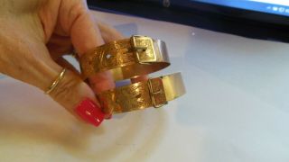 2 Antique Victorian 1872 Gold Buckle Cuff Bracelets 7 3/4 "