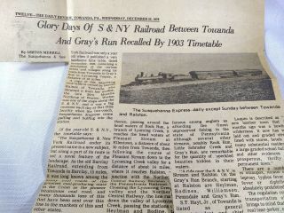 1976 Newspaper Clipping Recalls Glory Days Of S&ny Railroad - - Barclay,  Laquin