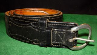 Vintage Tex Shoemaker Co.  2 1/4 " Black Fully Lined Gun Belt - Size 42 (38 - 42)